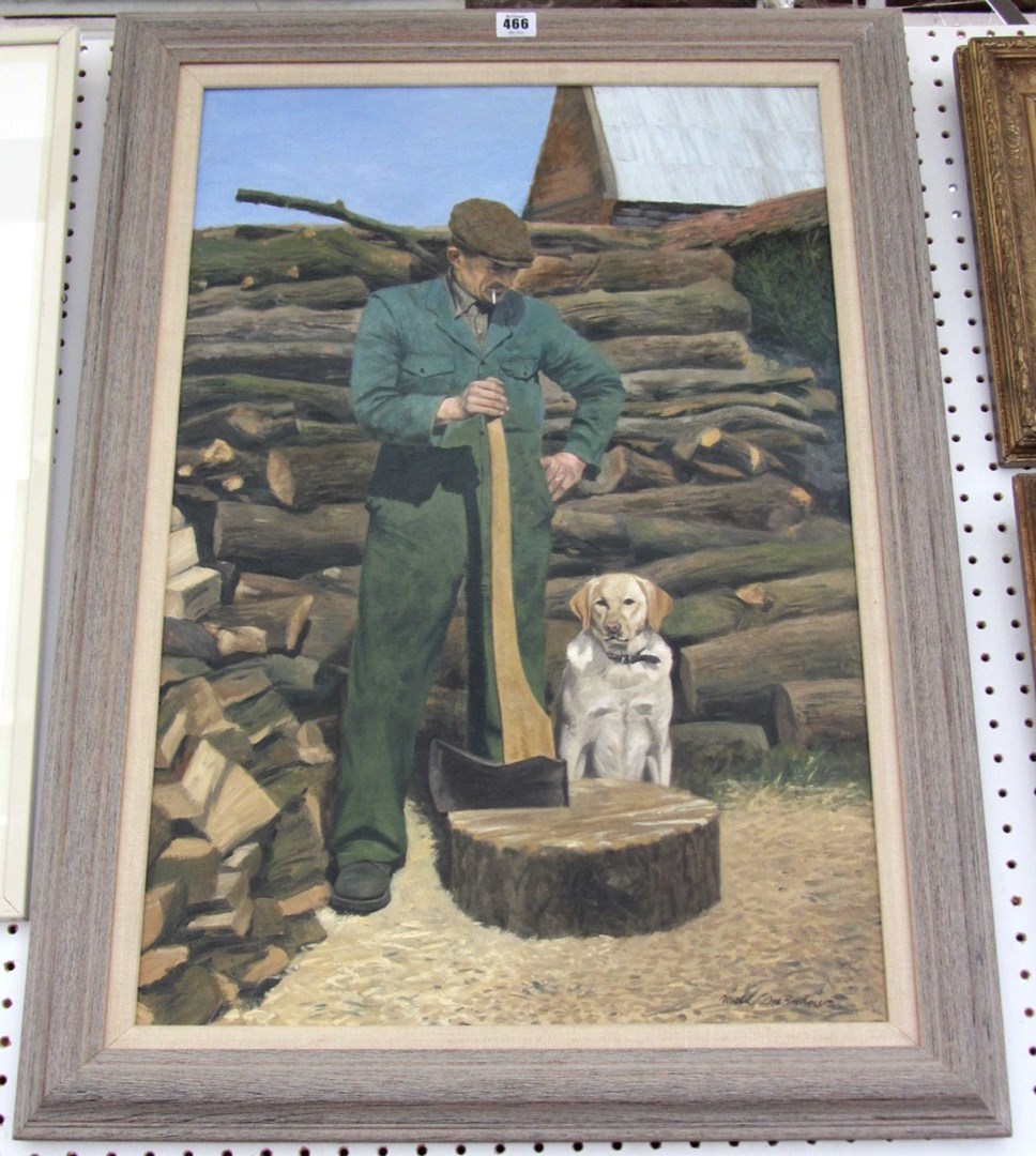 Appraisal: Michel des Rochers th century The woodman oil on board