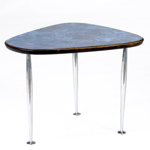 Appraisal: DONALD DESKEY CHARAK MODERN Side table with mottled laminate top