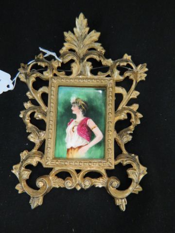 Appraisal: Miniature Painting on Porcelain of Flapper Girl image area x