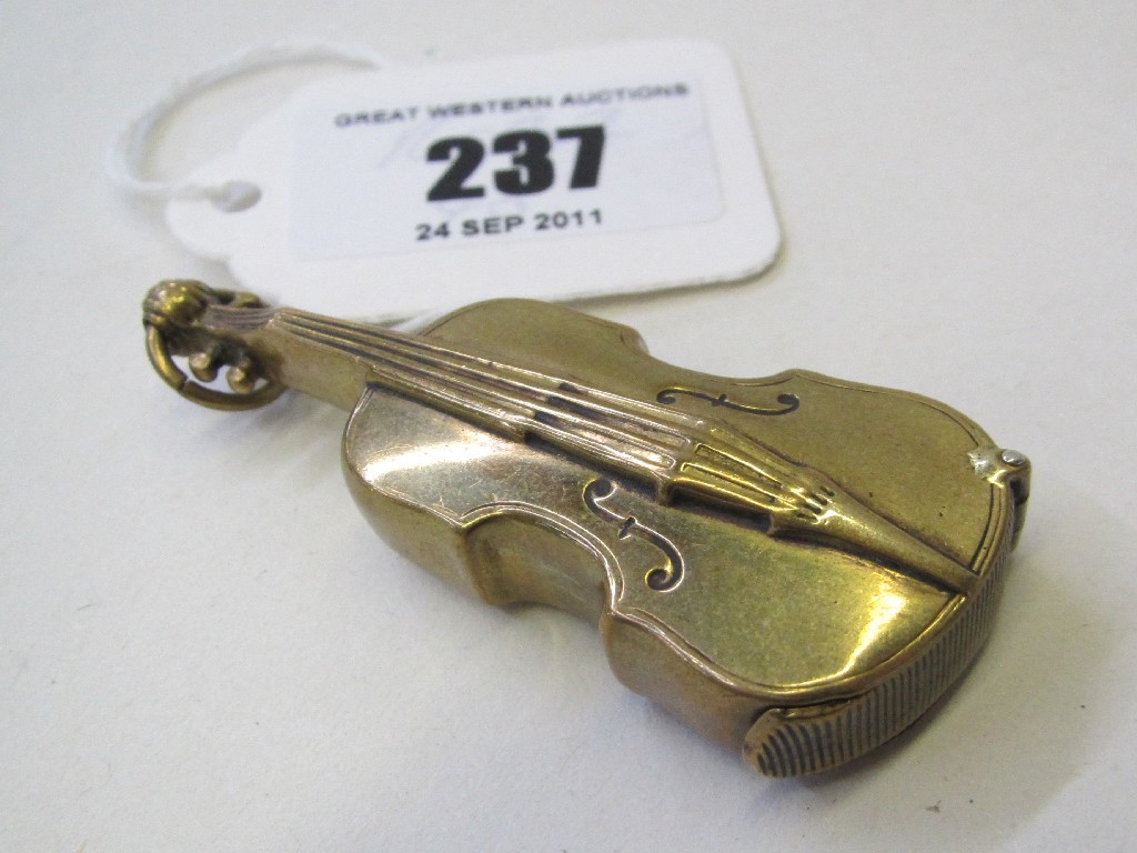 Appraisal: Brass vesta modelled as a cello