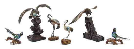 Appraisal: A Collection of Six Wirework and Enamel Birds of various