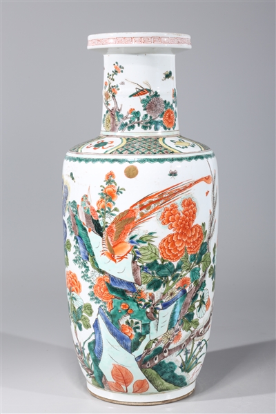 Appraisal: Chinese famille verte enameled porcelain vase with birds trees flowers