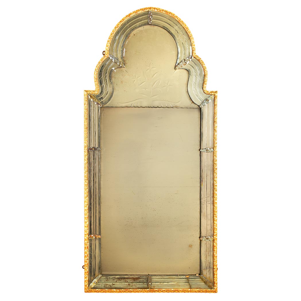 Appraisal: George II Gilt-Wood Mirror Mid th century The divided arched