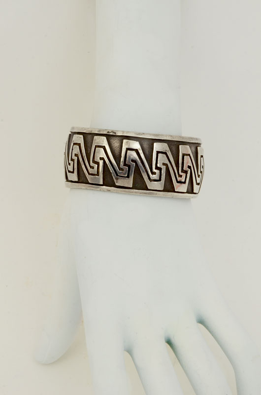 Appraisal: WIDE SILVER NAVAJO CUFF BRACELET '' wide silver cuff bracelet