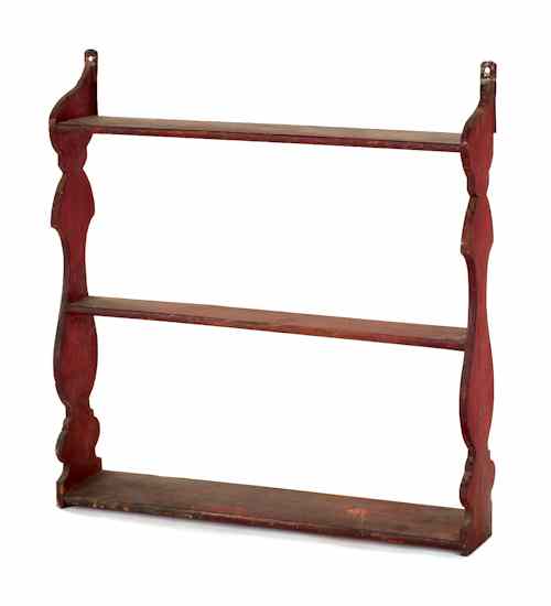 Appraisal: Red painted hanging shelf h w