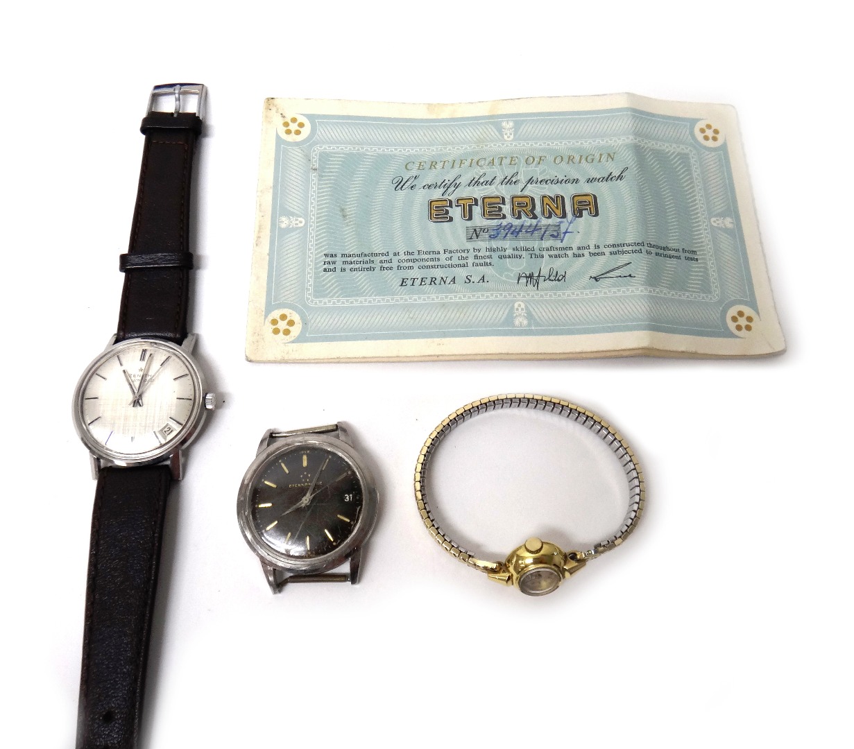 Appraisal: A gentleman's steel circular cased Eterna-Matic wristwatch the signed circular