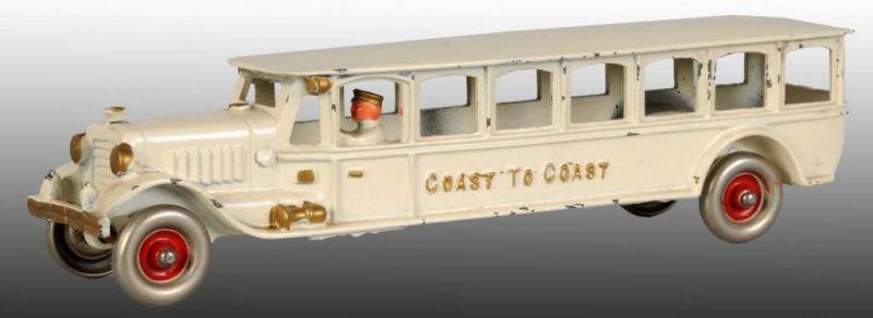 Appraisal: Cast Iron Hubley Coast to Coast Bus Toy Description Has