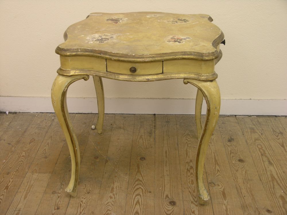 Appraisal: A French painted occasional table in Louis XV style square