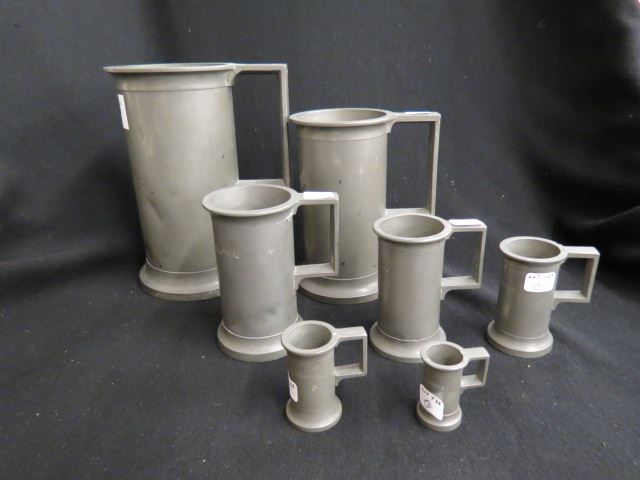 Appraisal: pcs Pewter Measure Set Litre to Centilitre to signed C