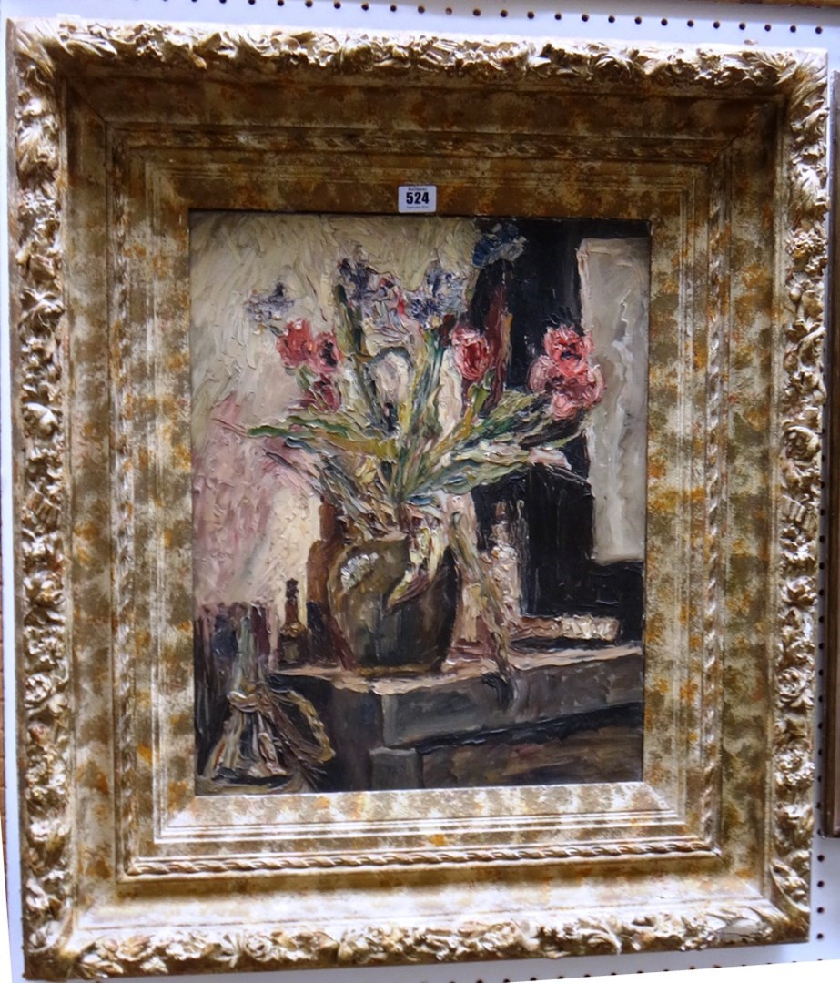 Appraisal: Ronald Ossory Dunlop - Still life of flowers in vase