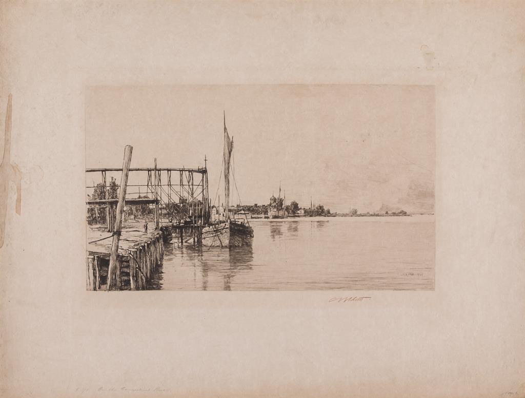 Appraisal: CHARLES ADAMS PLATT American - On the Connecticut River etching