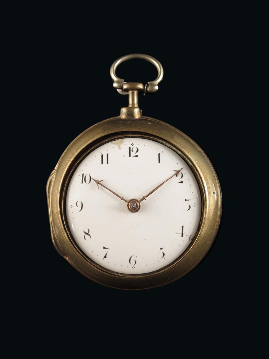 Appraisal: A gilt metal pair cased verge watch