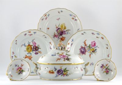 Appraisal: A combined Meissen service painted with colourful flowers and with