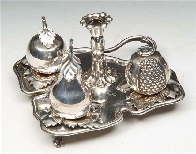 Appraisal: A VICTORIAN SILVER DESK STAND in the form of a