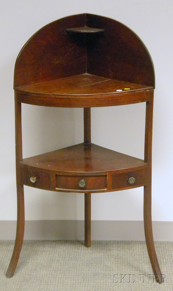 Appraisal: Inlaid Mahogany Corner Chamber Stand