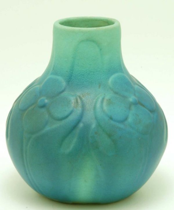 Appraisal: A Van Briggle art pottery vase Wide-bodied body with raised