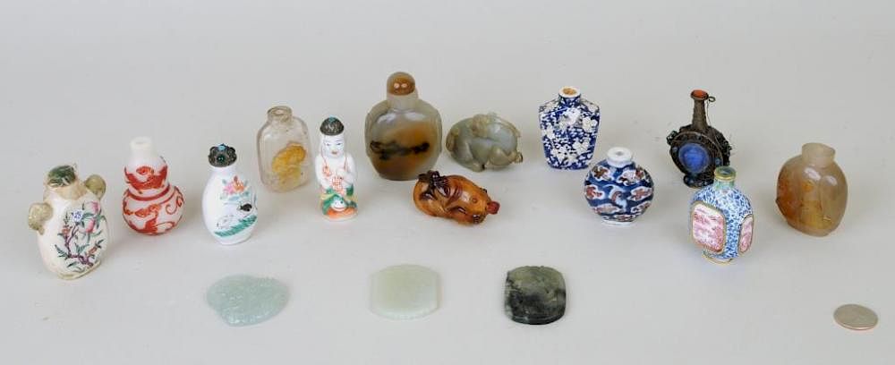 Appraisal: Group Chinese Snuff Bottles Group of Chinese snuff bottles in