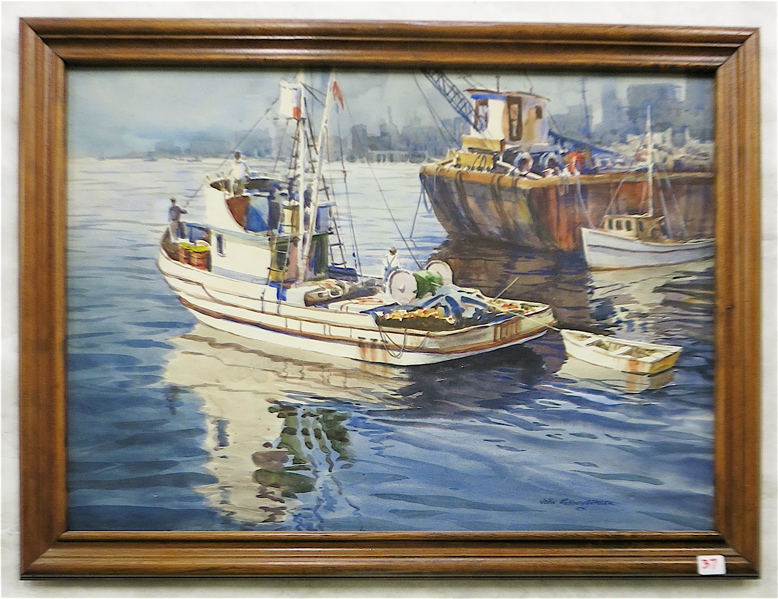 Appraisal: JOHN BOHNENBERGER WATERCOLOR ON PAPER California Illinois - Trawler in