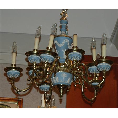 Appraisal: Brass and Wedgwood Porcelain Ten-Light Chandelier Estimate -