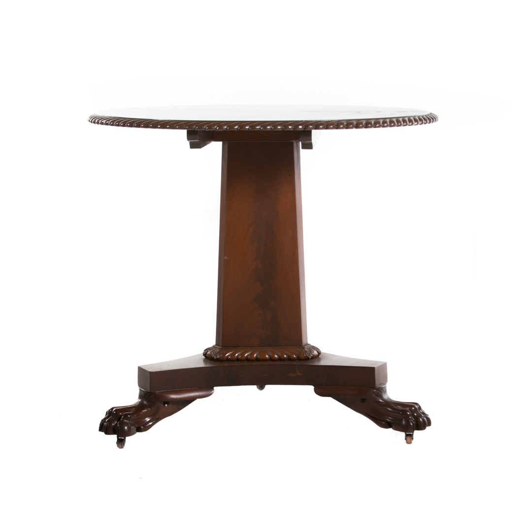 Appraisal: Classical Revival mahogany tilt-top table late th th century round