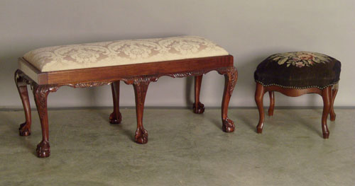 Appraisal: Chippendale style bench h w together with a Victorian stool