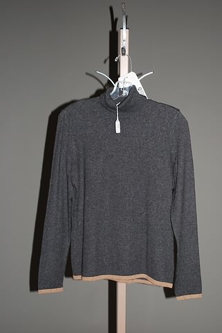 Appraisal: Akris charcoal gray silk cashmere blend pullover with tan band