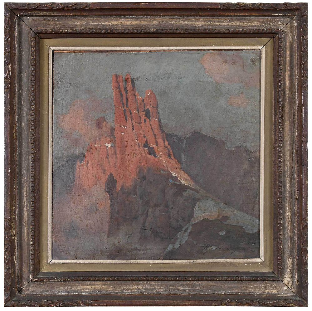 Appraisal: Udericho Giovacchini Italian - Craggy Mountain top at Sunset signed