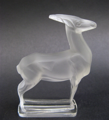 Appraisal: RENE LALIQUE ART GLASS PAPERWEIGHT Antelope frosted and clear glass