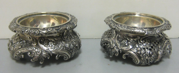 Appraisal: AUSTRO-HUNGARIAN EMPIRE TH CENTURY Pair of Austrian silver salt cellars