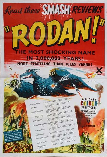 Appraisal: RODAN RKO R- s science fiction advertising poster depicting 'smash