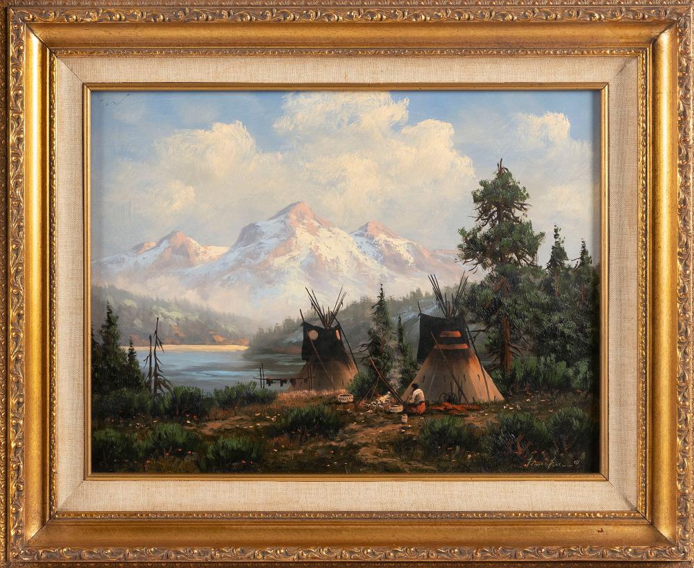 Appraisal: HEINIE HARTWIG CALIFORNIA B CHEYENNE SPRING CAMP OIL ON MASONITE