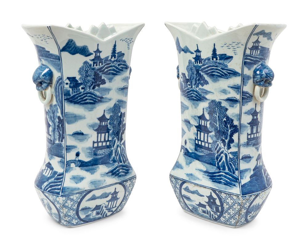 Appraisal: A Pair of Chinese Blue and White Porcelain Vases Height