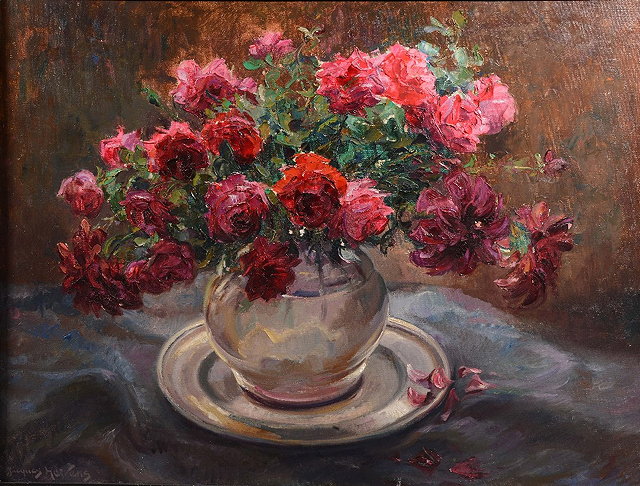 Appraisal: Jacques Hervens Belgium - Still life of a glass bowl