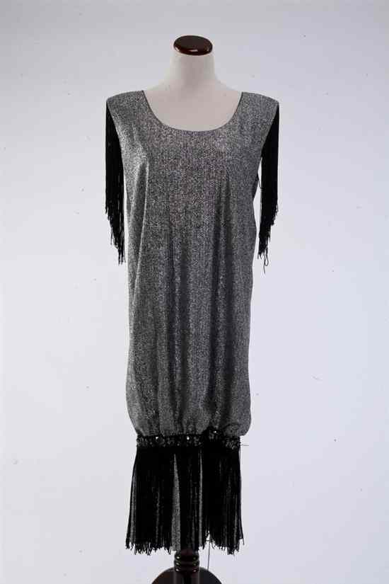 Appraisal: PIERRE BALMAIN SILVER LAM ''FLAPPER'' DRESS s size FR Fringed