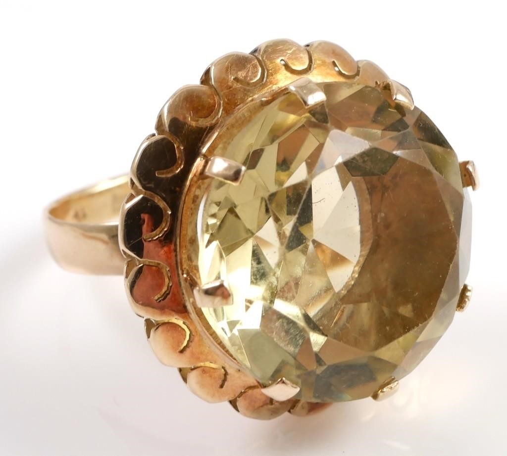 Appraisal: K yellow gold fashion ring contains one round faceted citrine