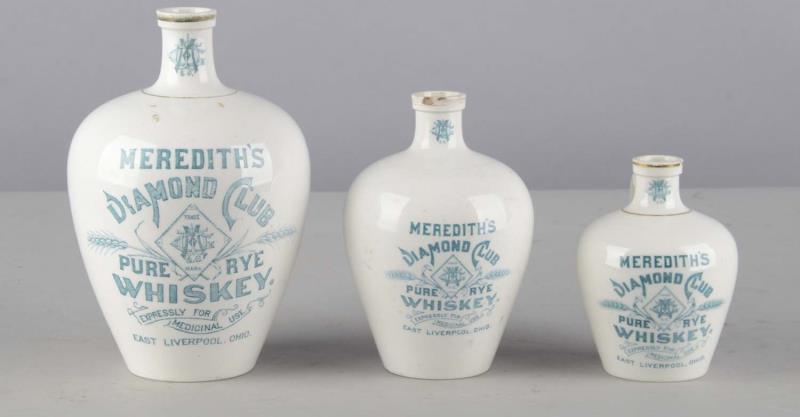 Appraisal: Lot of Meredith's Diamond Club Whiskey Jugs Three various sizes