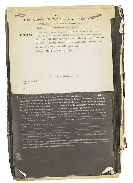 Appraisal: GERSHWIN GEORGE Document pp folio New York August being the