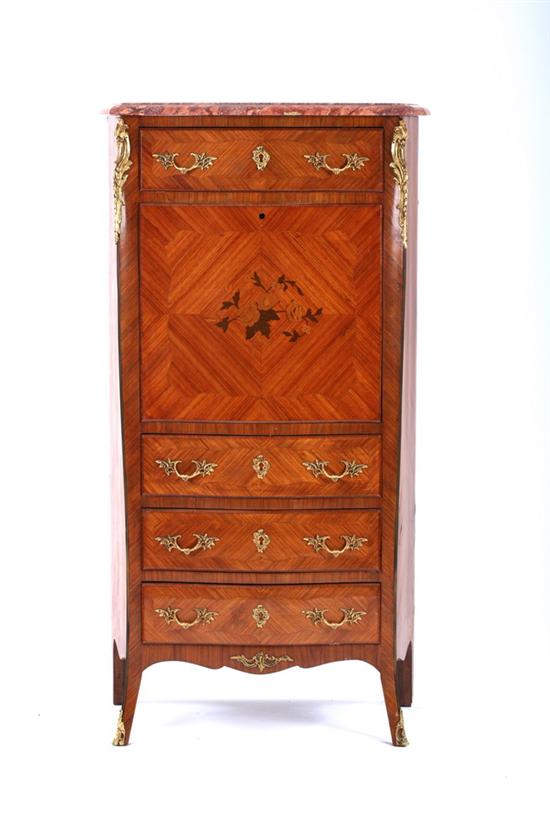 Appraisal: LOUIS XV STYLE SECRETAIRE A ABATTANT Late th century Rouge