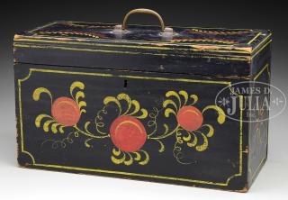 Appraisal: PAINT DECORATED PINE STORAGE BOX Early th century probably Maine