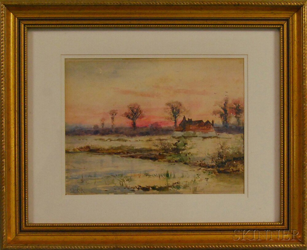 Appraisal: American School th Century Landscape with Mansion Signed Cox l