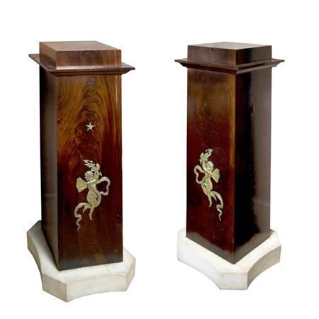 Appraisal: Pair of Empire Style Gilt-Metal Mounted Mahogany Pedestals Estimate -