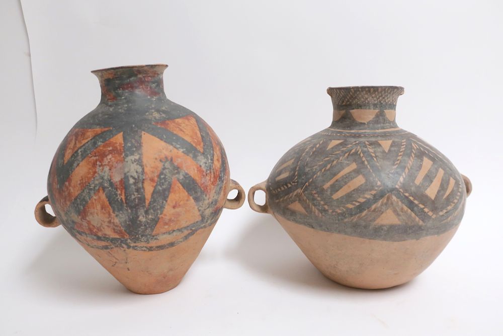 Appraisal: Two Yangshao Style Vases Standard forms for this Neolithic style