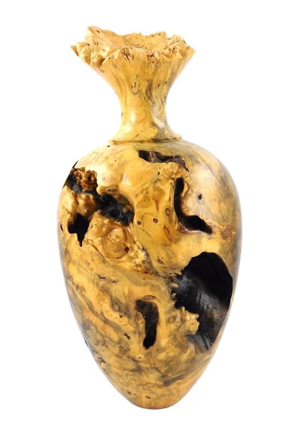 Appraisal: Warren Vienneau American st C turned vase made of buckeye