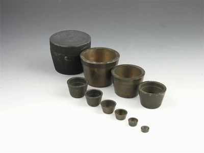 Appraisal: A matched set of brass troy weights different dates and