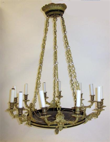 Appraisal: French Empire gilt and patinated Bronze chandelier th century