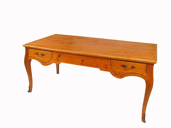 Appraisal: A Louis XV stripped pine bureau plat with parquetry top