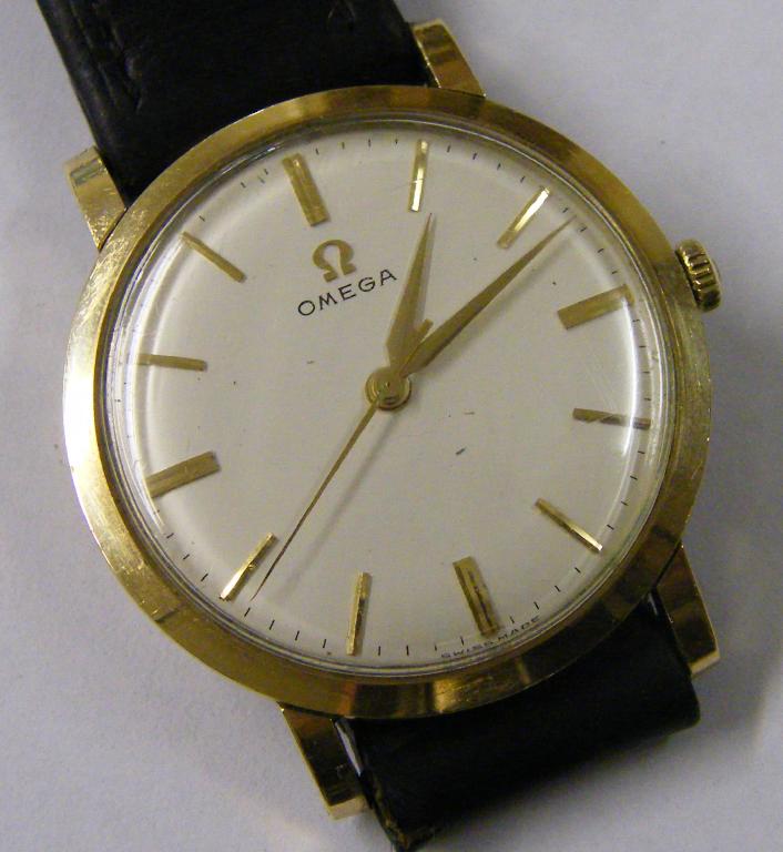 Appraisal: Omega ct gentleman's wristwatch the silvered dial with baton markers