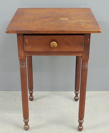 Appraisal: - Sheraton walnut end table with single drawer h top