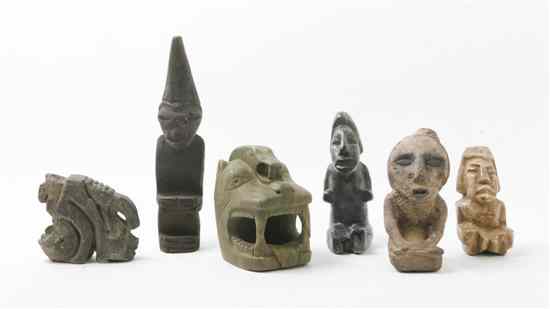 Appraisal: A Group of Five Pre-Columbian Style Carved Stone Figures comprising