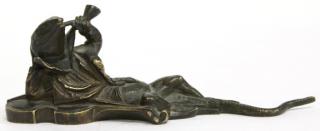 Appraisal: Bronze Sculpture Of Recumbent Salamander Possibly Austrian the salamander wearing